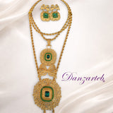 Juego Aretes y Torsal Doble Tipo Filigrana