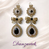 Aretes de Gota Largos Tipo Filigrana