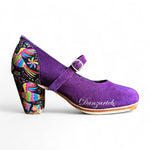 Espiga Gamuza Morado Combinado Estampado Tenango Negro