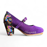 Espiga Gamuza Morado Combinado Estampado Tenango Negro