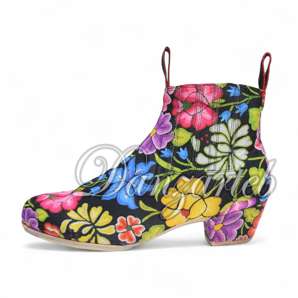 Botín Oaxaca Estampado Tono Negro