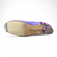 Flamenco Piel Lila Doble Correa con Estampado Flor Morado