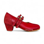Español Piel Rojo Doble Correa Combinado Diamantado Rojo