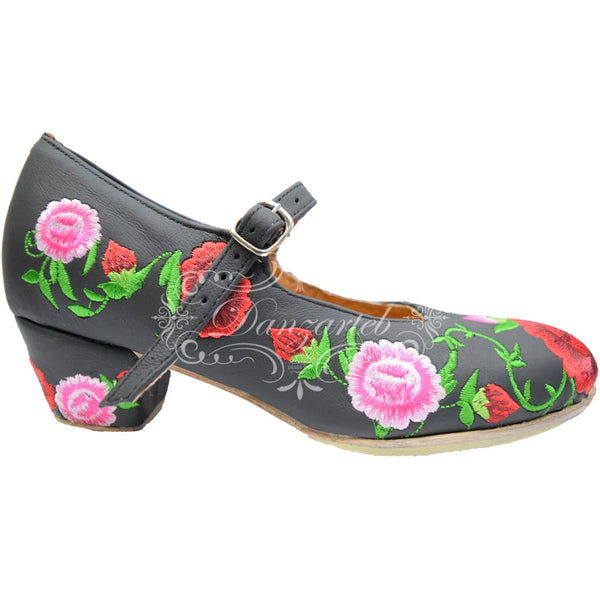  Danzarteb Zapatos de baile flamenco folklórico con clavos,  gamuza, tacón de 2.5 pulgadas para mujer, Rojo - : Ropa, Zapatos y Joyería